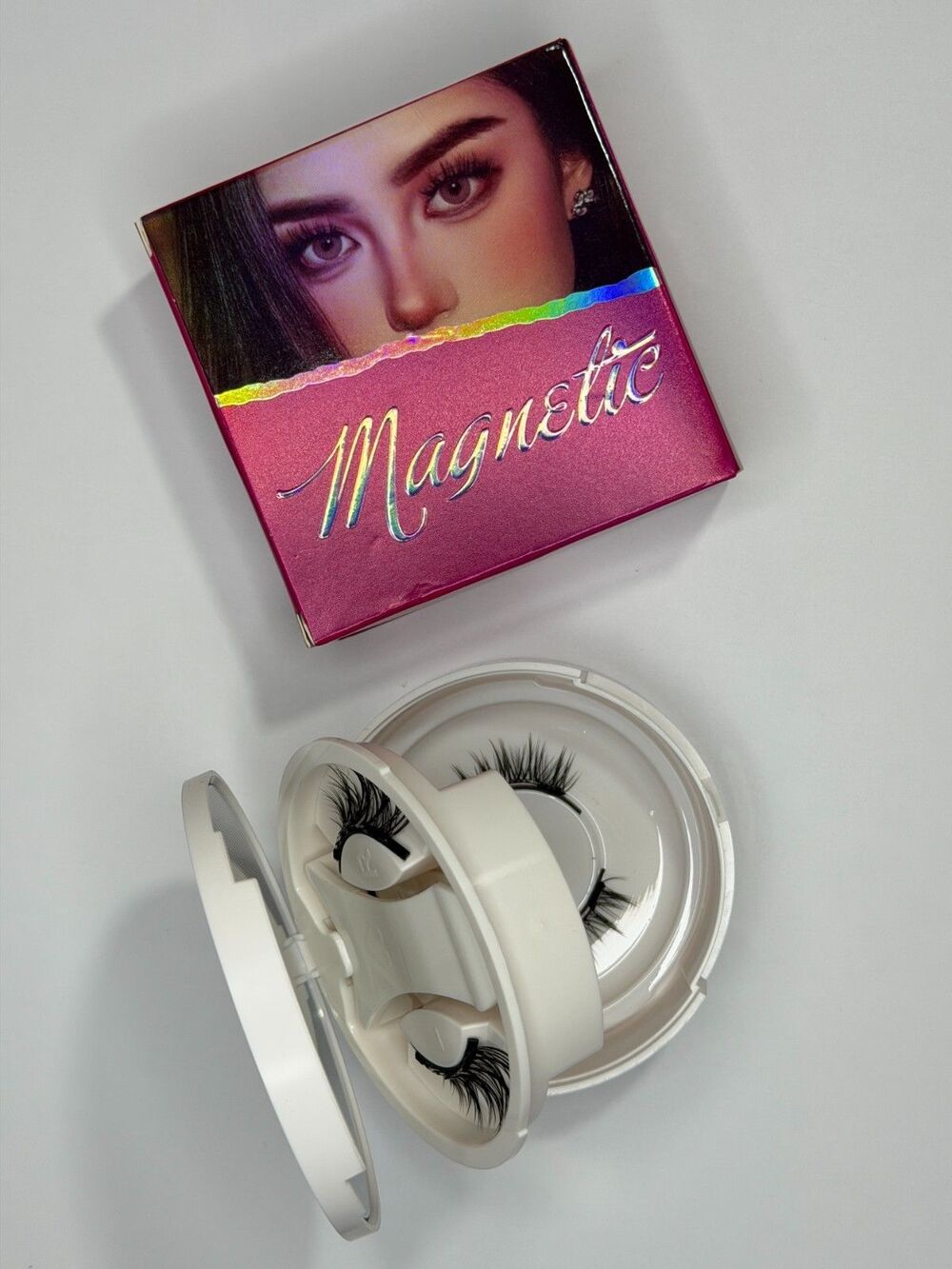 2 Pair Magnetic Lash Set With Mirror Compact Case No Glue False Eyelashes